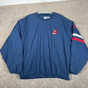 Vintage Pro‎ Player Cleveland Indians Chief Wahoo Windbreaker Navy Mens XXL